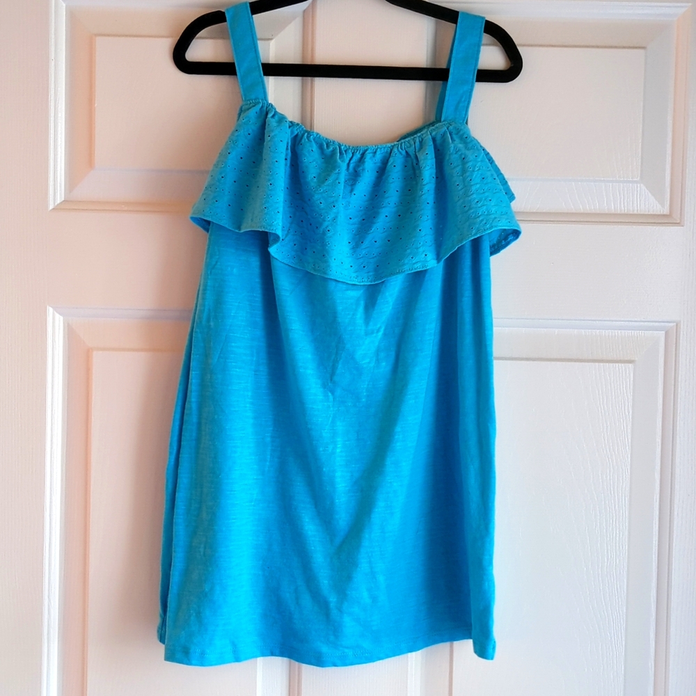 3/$15 - NWOT Cat & Jack Blue Girls Tank With Ruffle Size XL